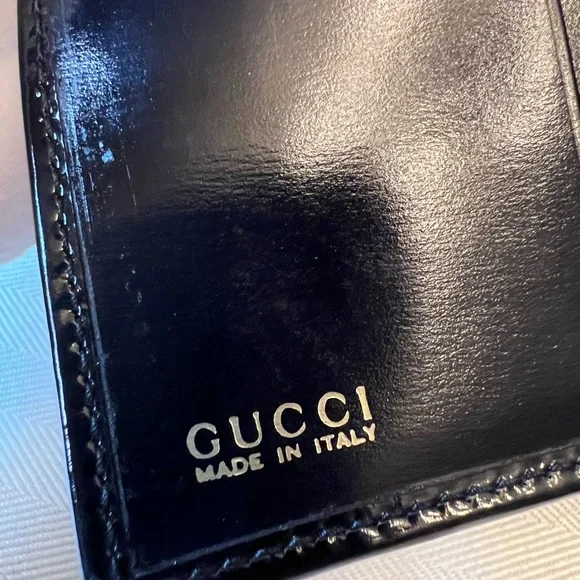 GUCCI Bamboo Compact Patent Leather Small Wallet